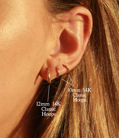12mm 14K Classic Hoops