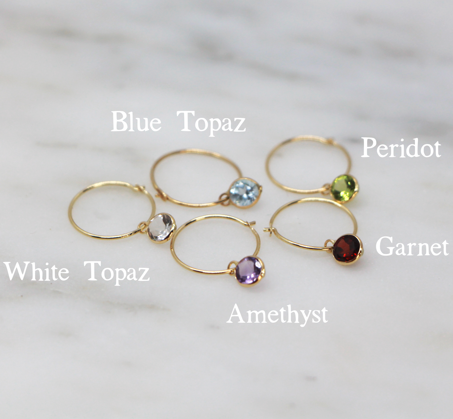 14K Gem Hoops